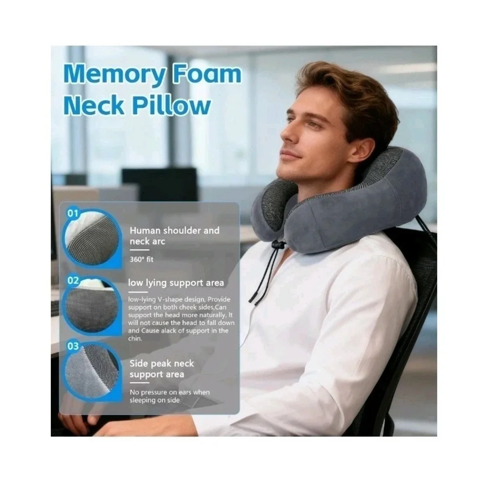 WeiTrust Airplane Pillow, Travel Neck Pillow with Standard, Black and Gray